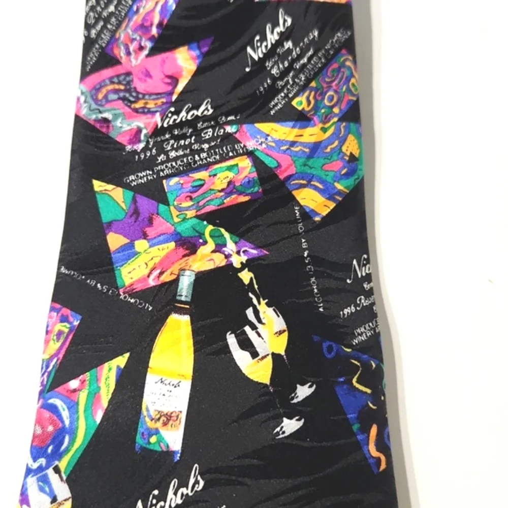 90's Wine Vogue Collection Nichols Winery Silk Tie Images of a Sommelier HTF NEW
